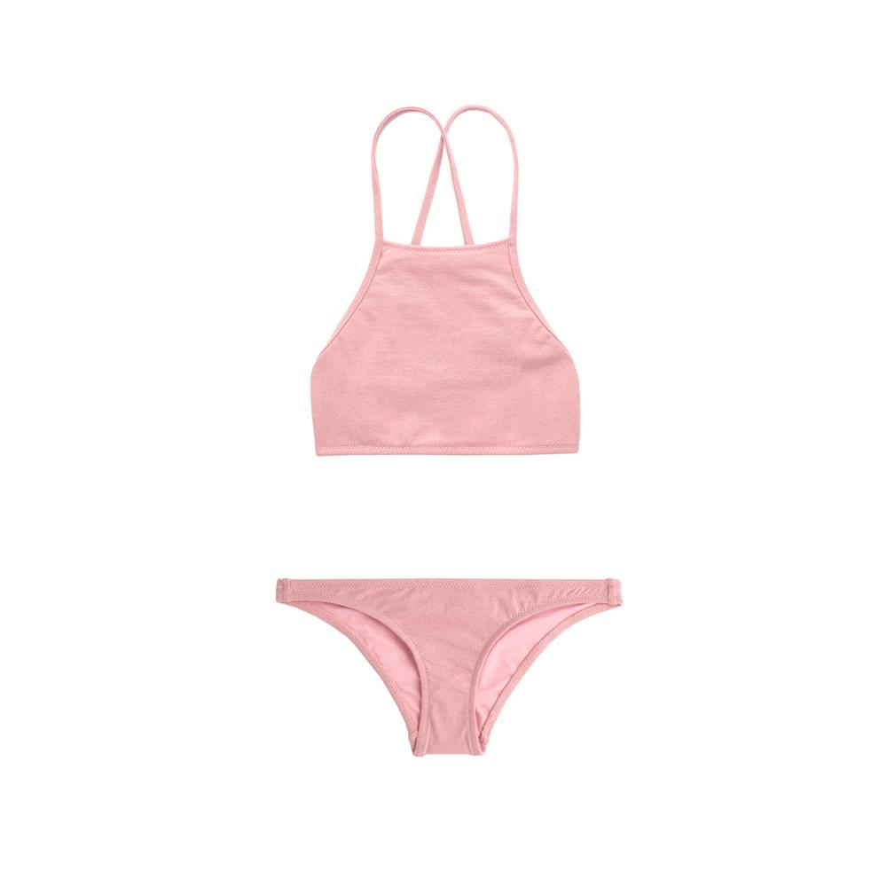 Pink two piece bikini with halter neck by Made by Dawn