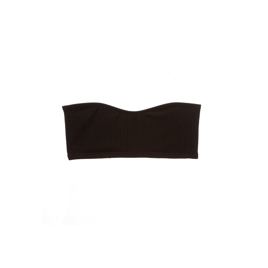 Ribbed black bandeau bikini top by Made by Dawn