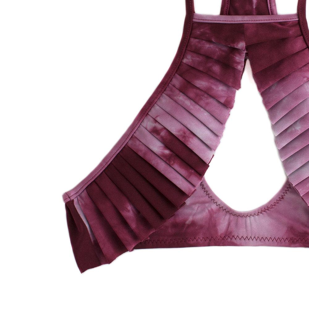 Purple tie-dyed two piece swimsuit top