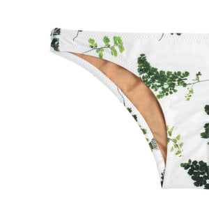 Detail of bikini bottom with leaf print
